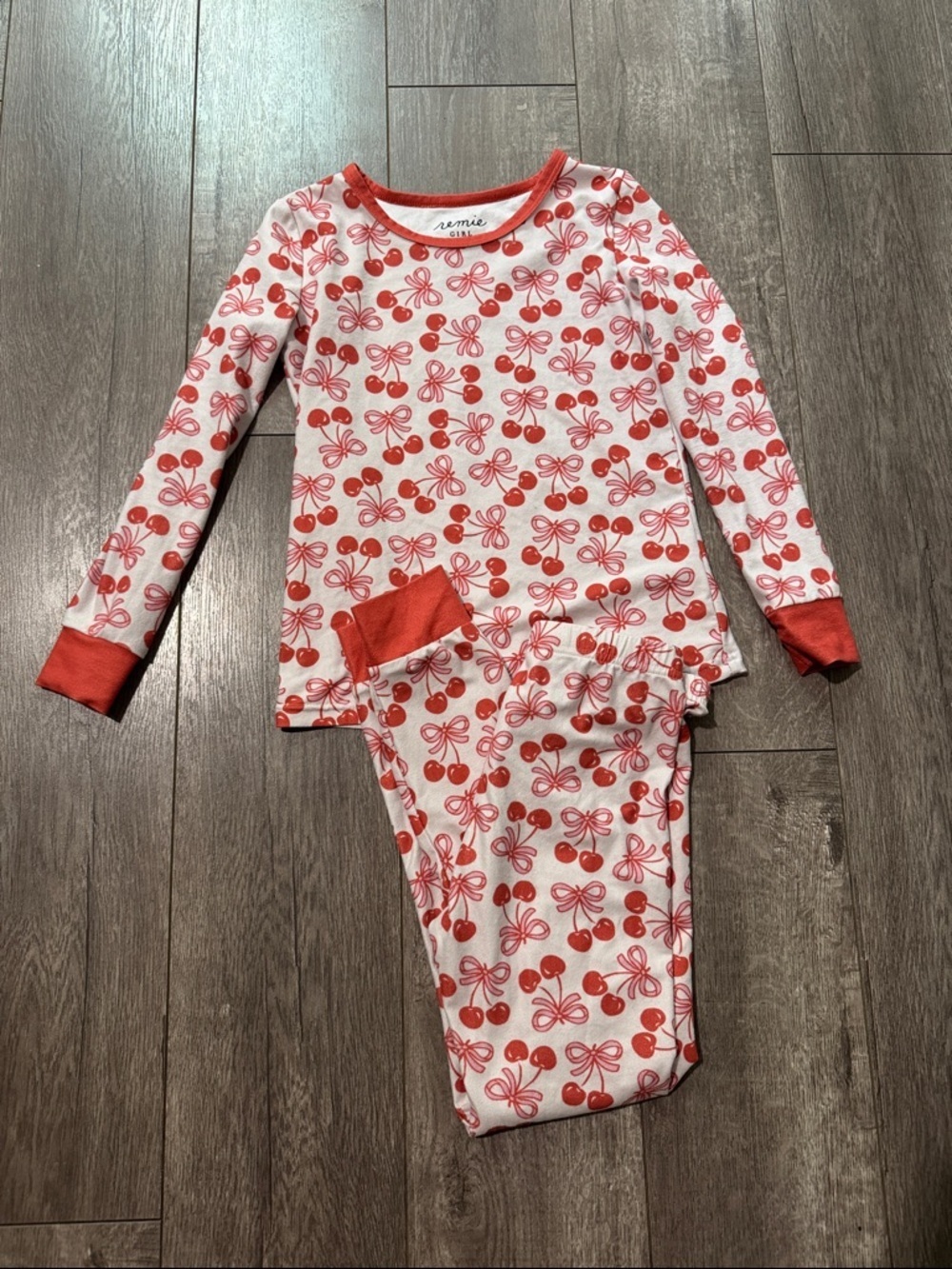 Remie girl cherries long sleeve pajama set 8